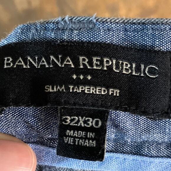 Banana Republic Mens Pants Blue Pinstripe Slim Tapered Fit Stretch 32x30 - Picture 4 of 11